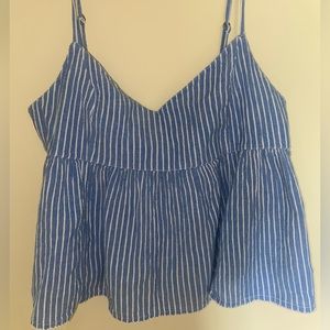 Abercrombie & Fitch Blue and White Striped Tank Top